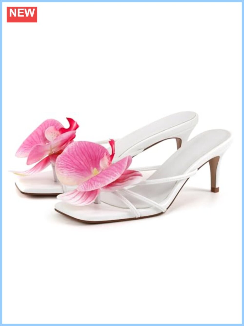Orchid Accent Kitten Heel Sandals Slip On Open Toe Slingback